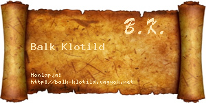 Balk Klotild névjegykártya